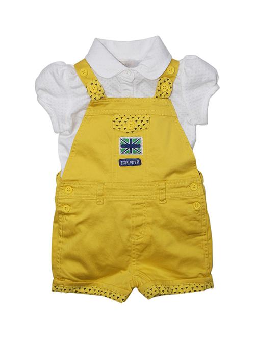 yellow cotton blend dungaree set - 21186963 - Very Small Image - 1