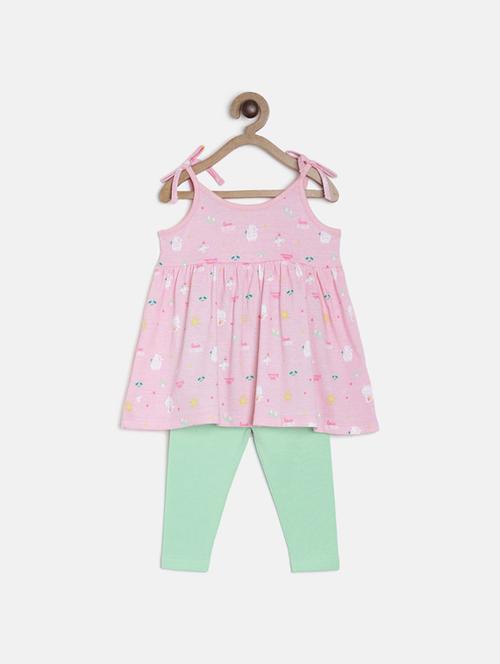 girls round neck printed full length set - 21187041 - Very Small Image - 1