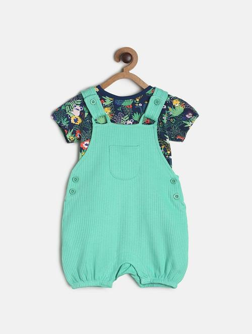 girls round neck printed dungaree - 21187097 - Very Small Image - 1