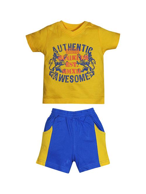yellow cotton blend shorts set - 21187131 - Very Small Image - 1