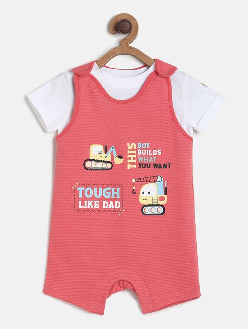 red cotton dungaree set - 21187202 - Very Small Image - 1
