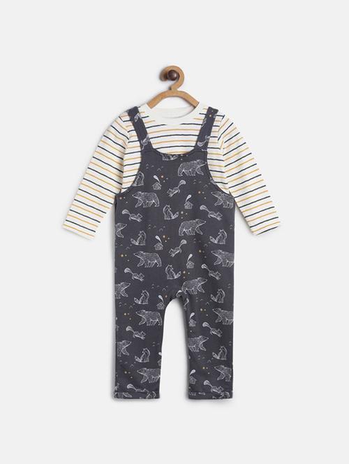 kids cotton dungaree twin set - 21187285 - Very Small Image - 1