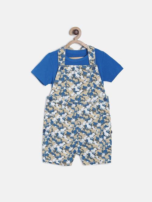 kids printed dungree with t-shirt - 21187302 - Very Small Image - 1