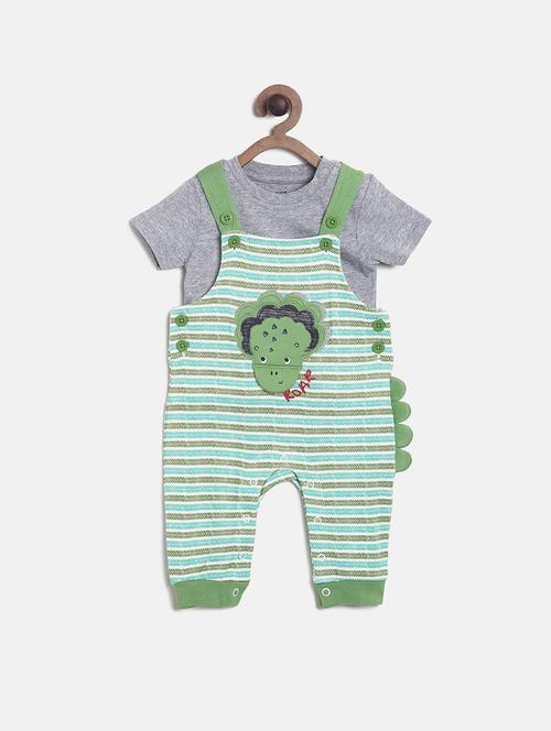 green cotton blend dungaree set - 21187443 - Very Small Image - 1