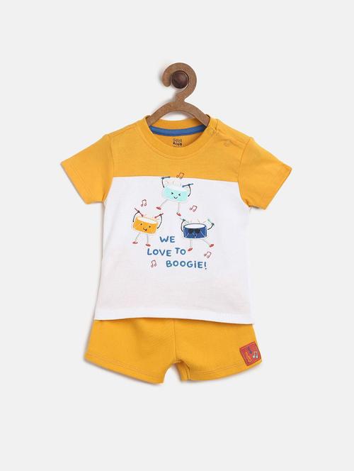 yellow cotton blend shorts set - 21187502 - Very Small Image - 1