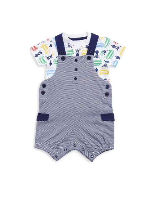 navy blue cotton blend dungaree set - 21187579 - Very Small Image - 1