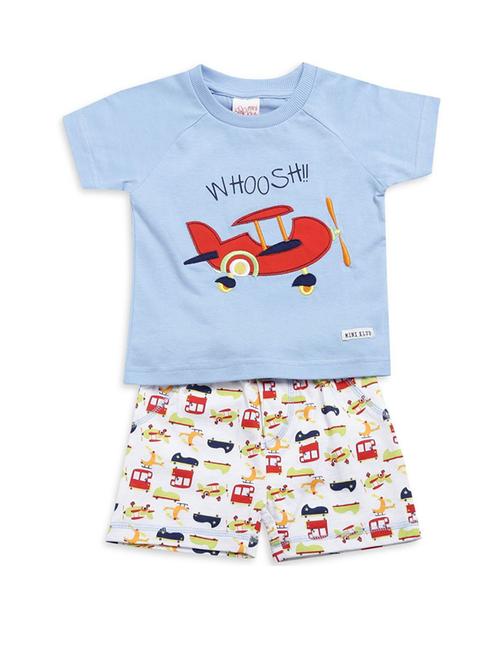 light blue cotton blend shorts set twin sets & dungree - 21187613 - Very Small Image - 1