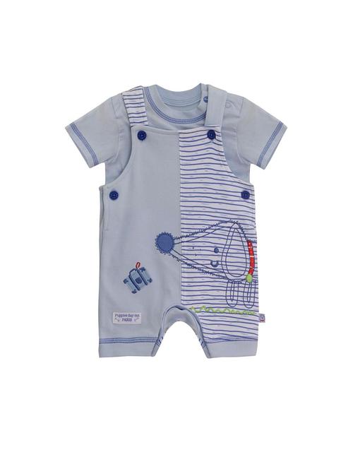 light blue cotton blend dungaree set - 21187618 - Very Small Image - 1