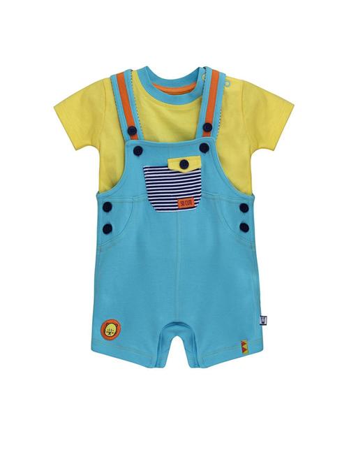 blue cotton blend dungaree set - 21187622 - Very Small Image - 1