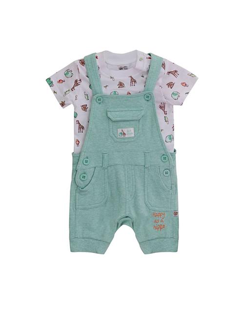 green cotton blend dungaree set - 21187624 - Very Small Image - 1