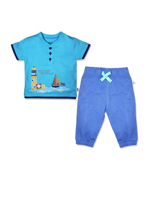 blue cotton blend full length set - 21187703 - Very Small Image - 1