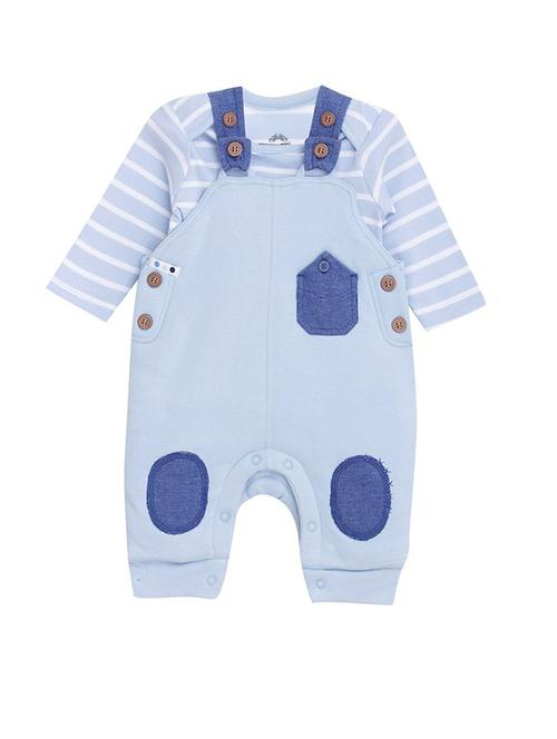 light blue cotton blend dungaree set - 21187705 - Very Small Image - 1
