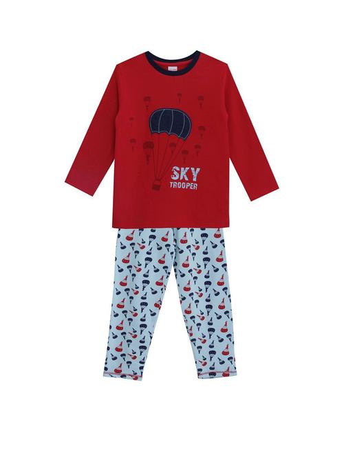 red cotton blend full length sets twin & dungree - 21187720 - Very Small Image - 1