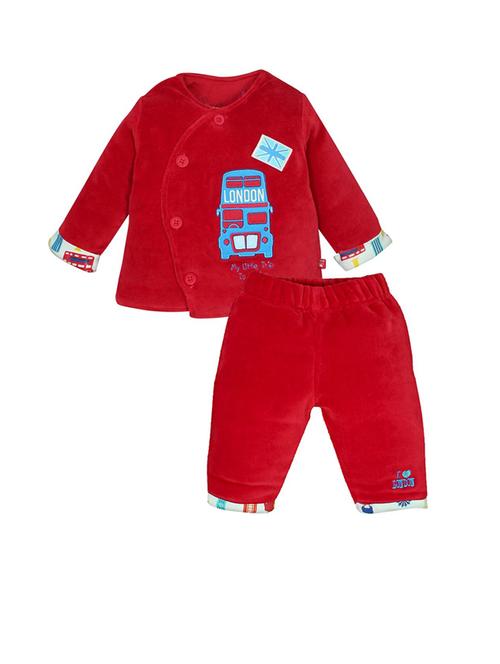 red cotton blend full length sets twin & dungree - 21187732 - Very Small Image - 1