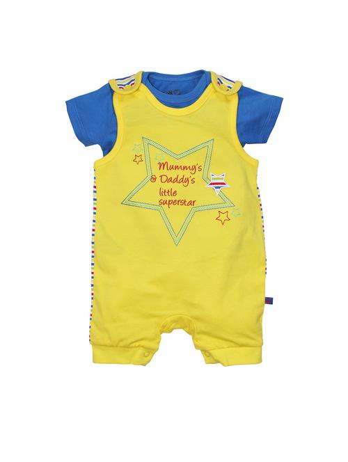 yellow cotton blend dungaree set - 21187779 - Very Small Image - 1
