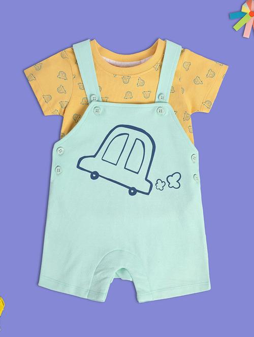 green cotton blend dungarees set - 21187830 - Very Small Image - 1