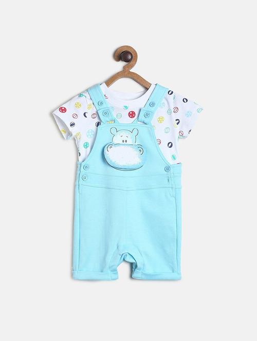 kids printed dungree twin set - 21187924 - Very Small Image - 1