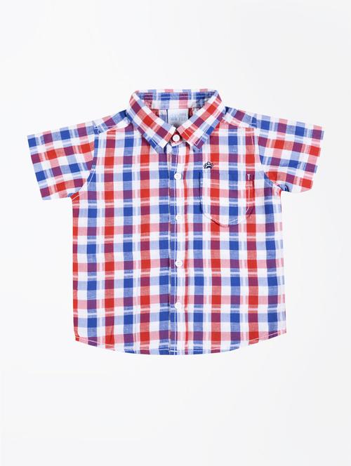 kids cotton blend check shirt - 21187970 - Very Small Image - 1