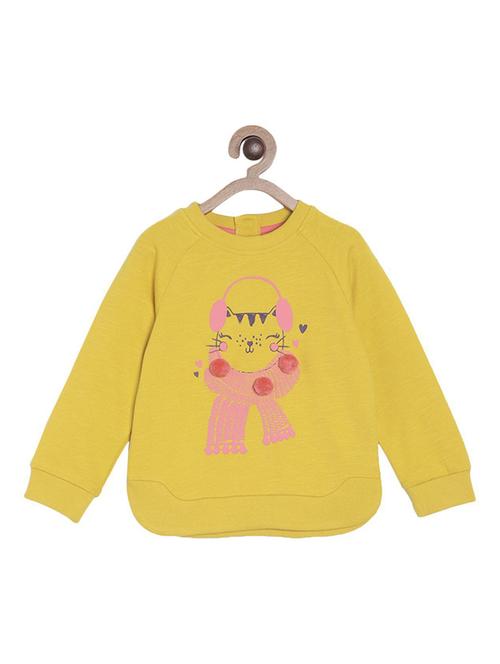 yellow cotton front print sweatshirt - 21188407 - Very Small Image - 1