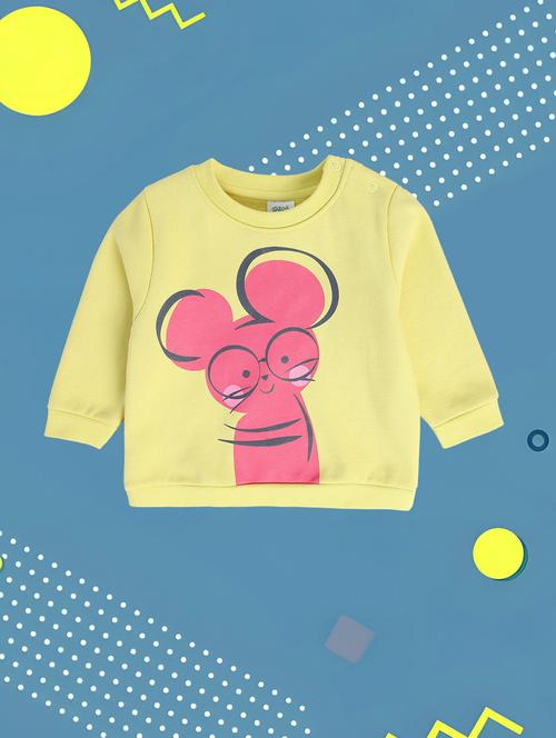yellow cotton front print sweatshirt - 21188495 - Very Small Image - 1