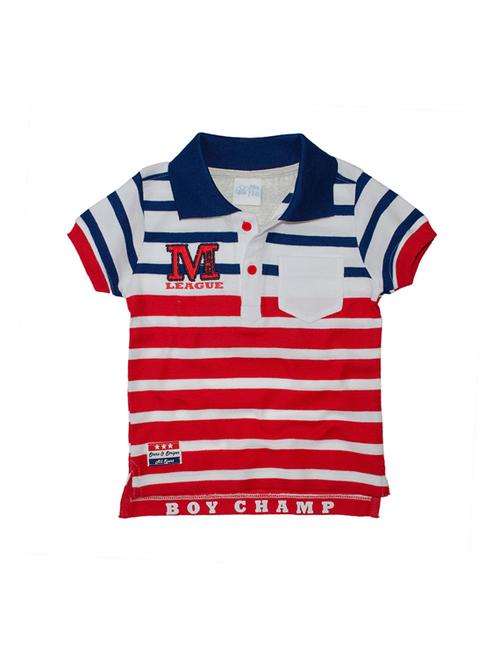 kids polo neck stripes printed t-shirt - 21188622 - Very Small Image - 1