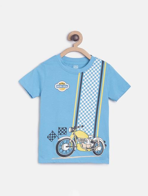 blue colored cotton t-shirt - 21188804 - Very Small Image - 1