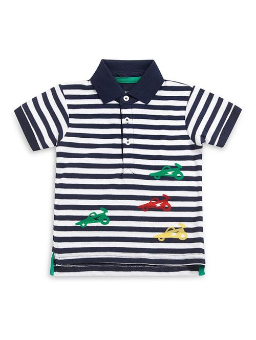 kids polo neck stripes printed t-shirt - 21189345 - Very Small Image - 1