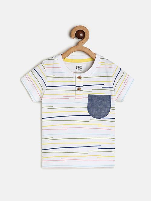 kids round neck stripes printed t-shirt - 21190134 - Very Small Image - 1