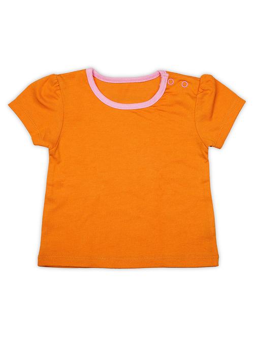 orange solid round neck tee - 21190986 - Very Small Image - 1