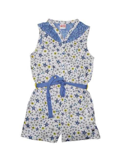 white cotton blend 3/4th jumpsuit - 21192886 - Very Small Image - 1