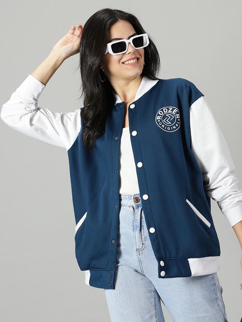 color block varsity jacket with pockets - 21193635 - Very Small Image - 1