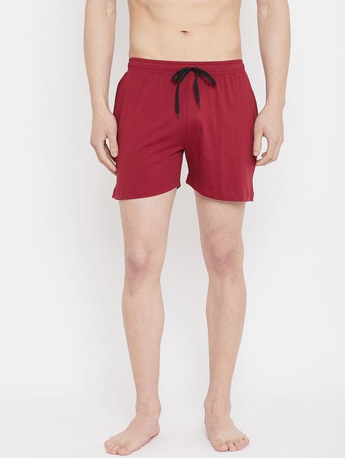 maroon cotton blend boxer shorts - 21193739 - Very Small Image - 1