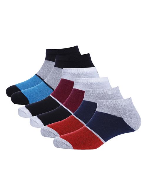 set of 6 multi colored cotton ankle length socks - 21193781 - Very Small Image - 1