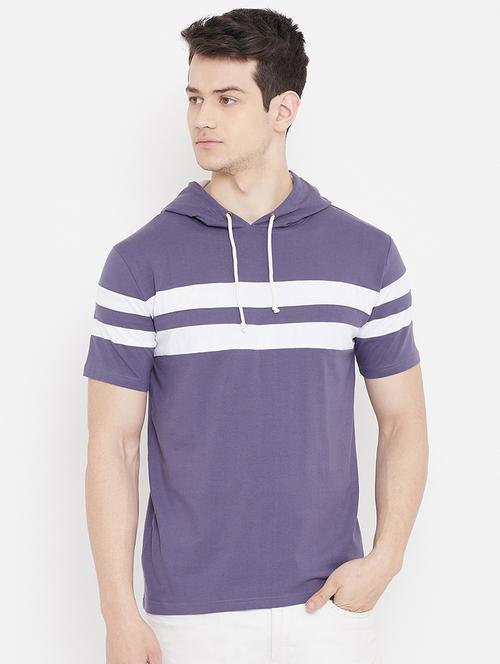 purple cotton front print tshirt - 21194014 - Very Small Image - 1