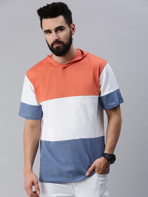 men hooded neck short sleeves t-shirt - 21194037 - Very Small Image - 1
