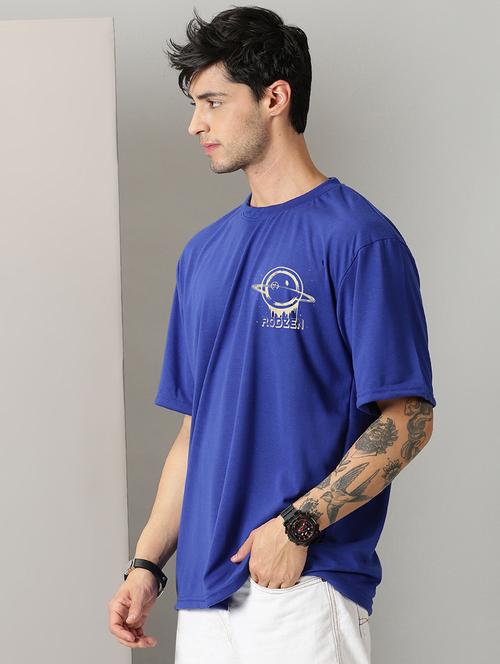 blue cotton blend back print t-shirt - 21194129 - Very Small Image - 1