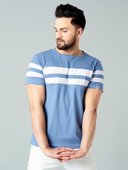 light blue cotton plain t-shirt - 21194219 - Very Small Image - 1