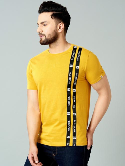 yellow cotton plain t-shirt - 21194228 - Very Small Image - 1