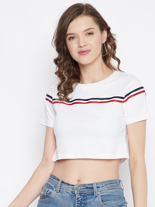 women striped cotton crop top - 21194376 - Very Small Image - 1