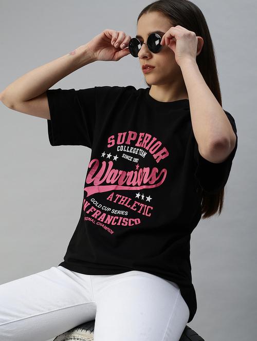 women printed cotton oversized t-shirt - 21194404 - Very Small Image - 1