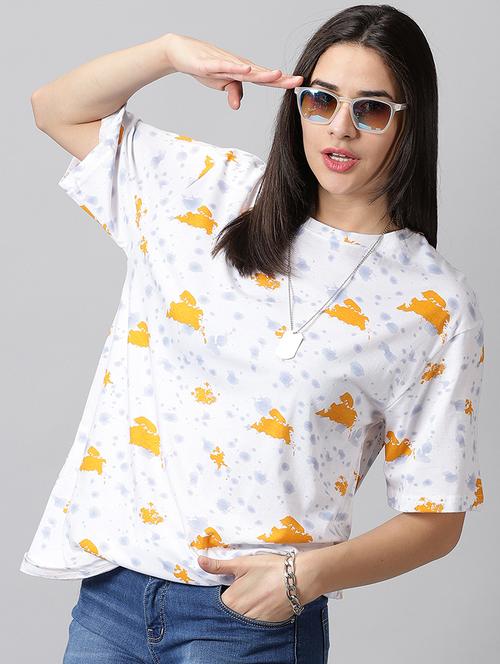 women printed cotton oversized t-shirt - 21194405 - Very Small Image - 1