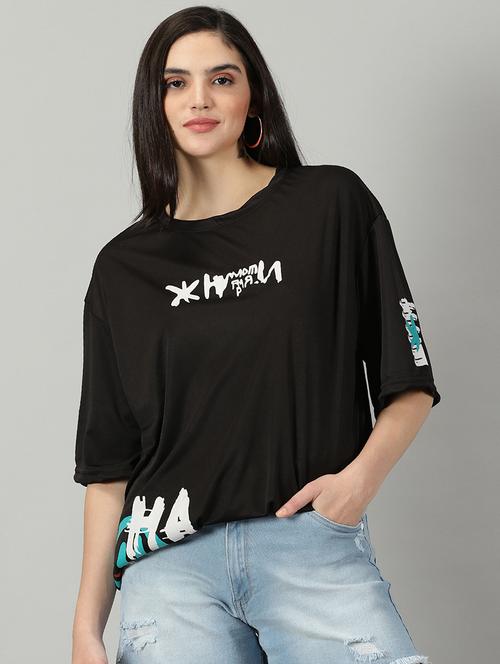 women printed cotton oversized t-shirt - 21194422 - Very Small Image - 1