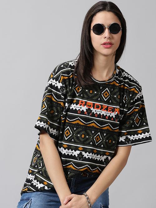 women printed cotton oversized t-shirt - 21194431 - Very Small Image - 1