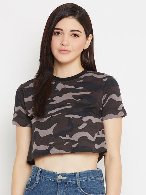 women camouflage cotton crop top - 21194610 - Very Small Image - 1