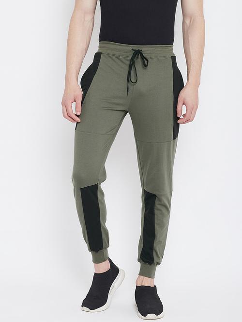olive cotton joggers track pant - 21194673 - Very Small Image - 1