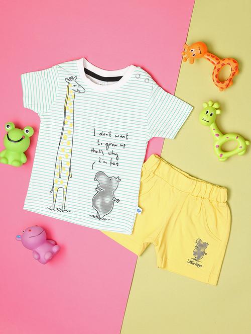 kids white cotton shorts set - 21194902 - Very Small Image - 1
