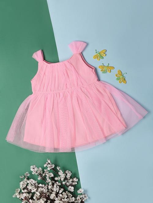 kids pink polyester frock - 21195104 - Very Small Image - 1