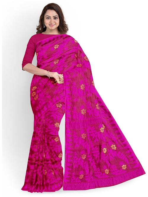 women pink floral printed saree with blouse - 21196270 - Very Small Image - 1