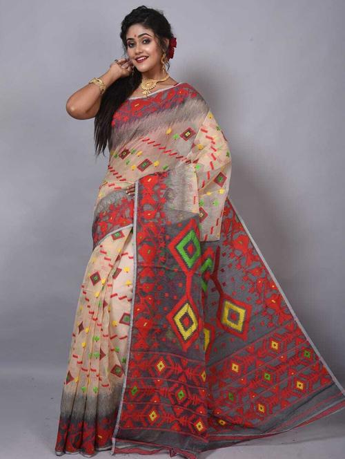 women self design jamdani saree - 21197232 - Very Small Image - 1