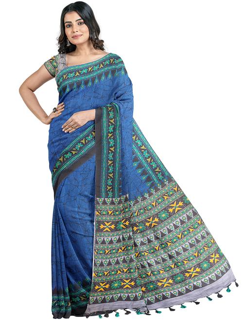 women printed handloom saree with blouse - 21197314 - Very Small Image - 1